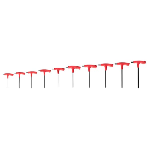 Ball End Hex T-Handle Key Set, 10-Piece (2-10 mm)